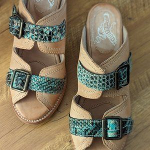 Freebird by Steven Caprice Women's Open Toe Mule Size 8 Multi Colored Snake Skin